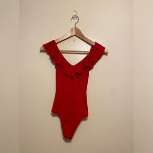 Wilfred Aritzia Red Ruffled Kids Bodysuit. Size XXS